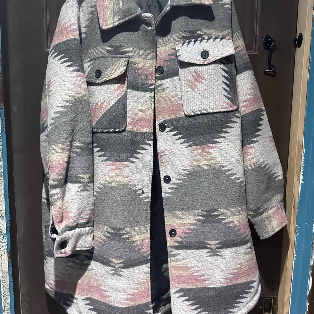 Patterned Button-Up Coat - image 1